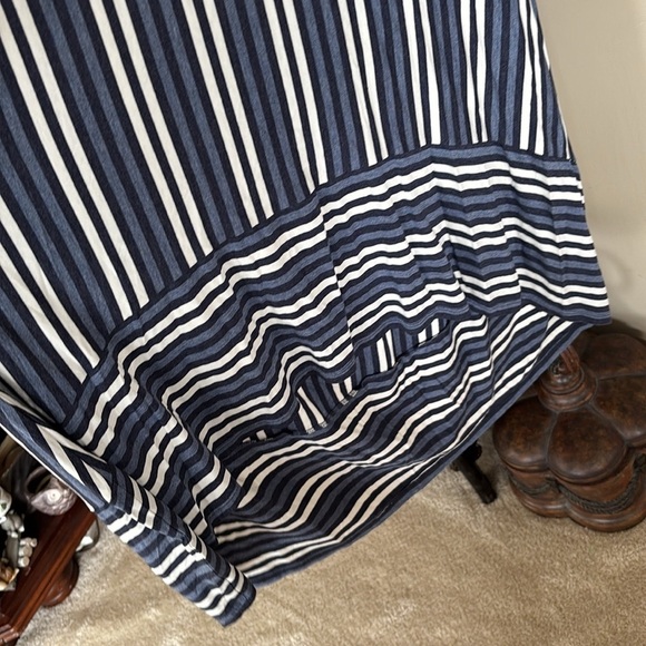Sunday Anthropologie Blue White Striped High Low Maxi Dress Sleeveless Stretch - Picture 8 of 14